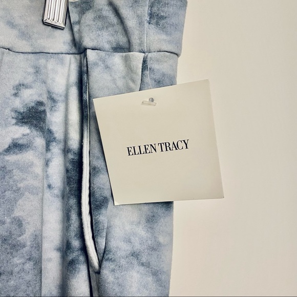 ELLEN TRACY | BLUE TIE-DYE COTTON JOGGERS - Picture 5 of 7